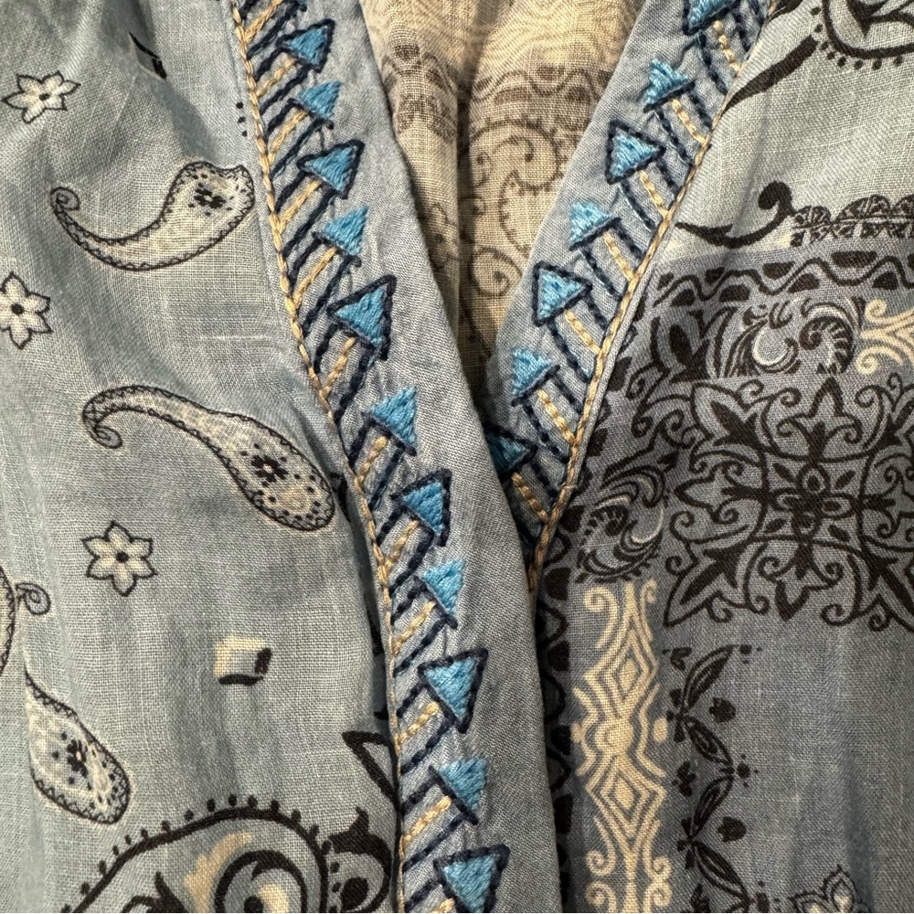 Johnny Was Workshop Blue High Low Dress Bandana Asymmetrical size medium - Picture 10 of 14